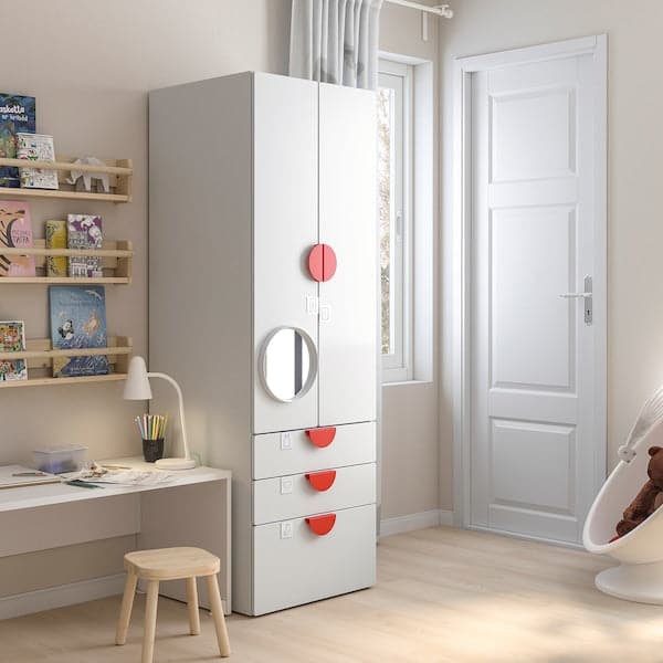 SMÅSTAD / PLATSA - Wardrobe, white white/with 3 drawers, 60x57x181 cm - best price from Maltashopper.com 89428310