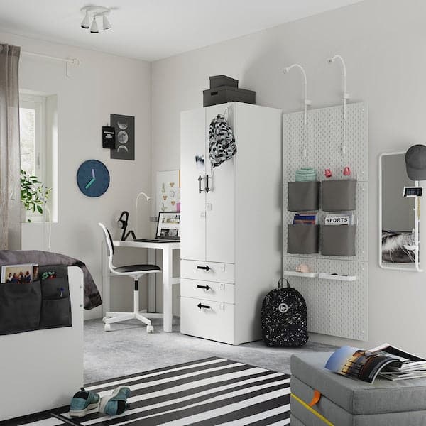 Ikea SMÅSTAD / PLATSA - Wardrobe, white white/with 3 drawers, 60x57x181 cm