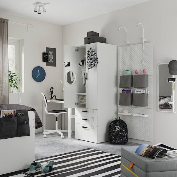 Ikea SMÅSTAD / PLATSA - Wardrobe, white white/with 3 drawers, 60x57x181 cm