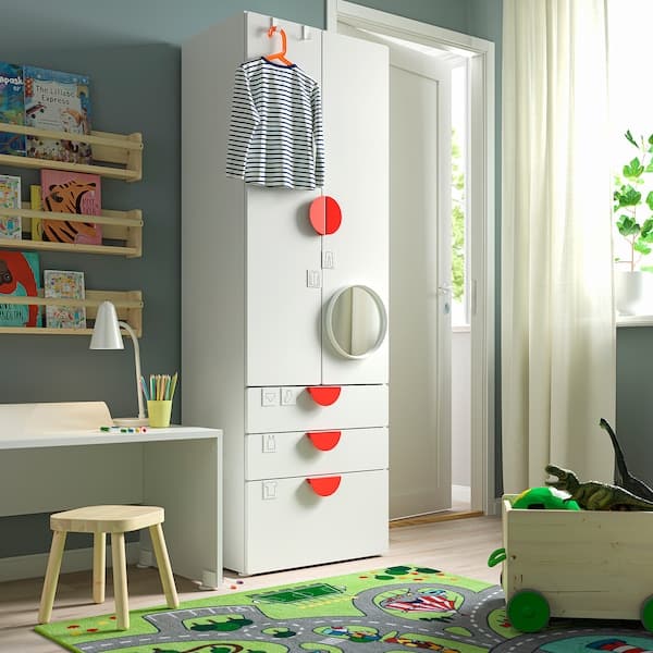 Ikea SMÅSTAD / PLATSA - Wardrobe, white white/with 3 drawers, 60x42x181 cm