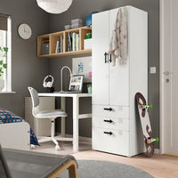 SMÅSTAD / PLATSA - Wardrobe, white white/with 3 drawers, 60x42x181 cm - best price from Maltashopper.com 69426208