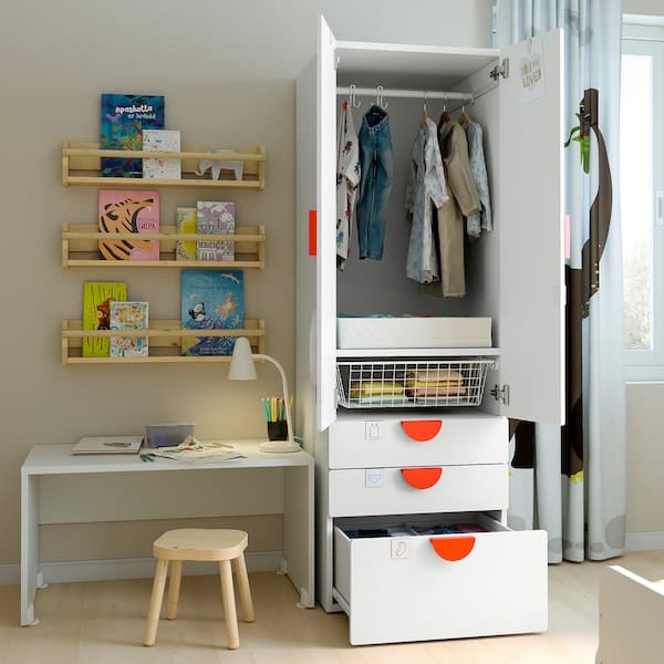 SMÅSTAD / PLATSA - Wardrobe, white white/with 3 drawers, 60x57x181 cm - best price from Maltashopper.com 89428310