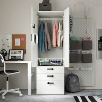 SMÅSTAD / PLATSA - Wardrobe, white white/with 3 drawers, 60x57x181 cm - best price from Maltashopper.com 89428310