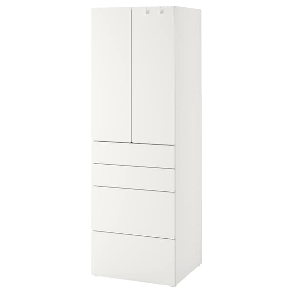 SMÅSTAD / PLATSA - Wardrobe, white white/with 4 drawers, 60x42x181 cm - best price from Maltashopper.com 99426363