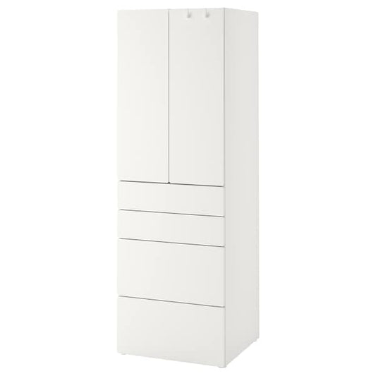 SMÅSTAD / PLATSA - Wardrobe, white white/with 4 drawers, 60x42x181 cm - best price from Maltashopper.com 99426363