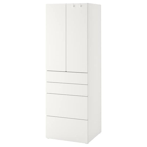 SMÅSTAD / PLATSA - Wardrobe, white white/with 4 drawers, 60x42x181 cm