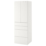 SMÅSTAD / PLATSA wardrobe, white white/with 4 drawers, 60x57x181 cm