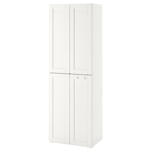 SMÅSTAD / PLATSA - Wardrobe, white with frame/with 2 clothes rails, 60x57x181 cm