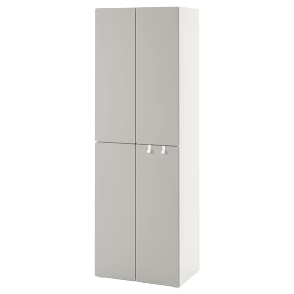 SMÅSTAD / PLATSA - Wardrobe, white grey/with 2 clothes rails, 60x57x181 cm - best price from Maltashopper.com 89430474
