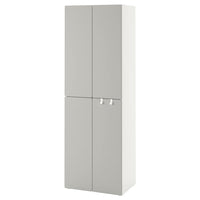 SMÅSTAD / PLATSA - Wardrobe, white grey/with 2 clothes rails, 60x57x181 cm - best price from Maltashopper.com 89430474
