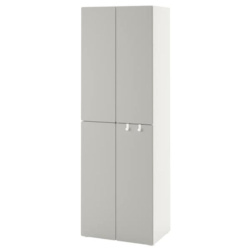 SMÅSTAD / PLATSA - Wardrobe, white grey/with 2 clothes rails, 60x42x181 cm