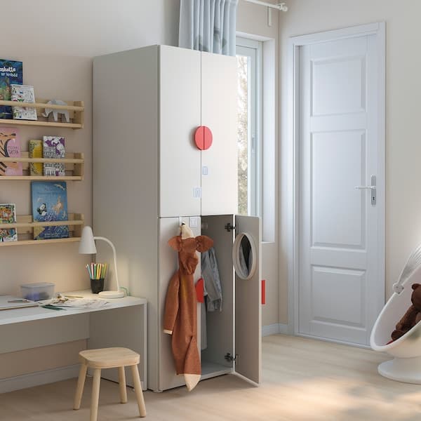 SMÅSTAD / PLATSA - Wardrobe, white grey/with 2 clothes rails, 60x57x181 cm - best price from Maltashopper.com 89430474