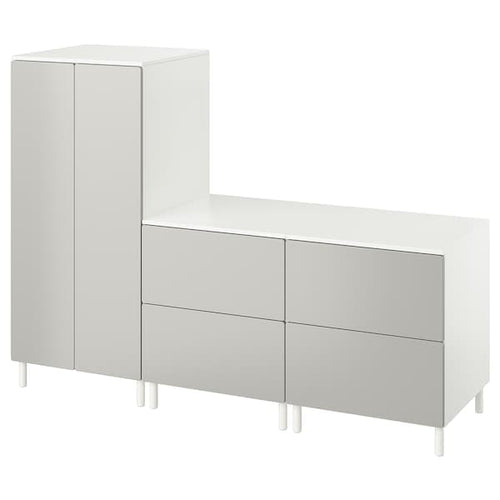 SMÅSTAD / PLATSA - Wardrobe, white grey/with 2 chest of drawers, 180x57x133 cm