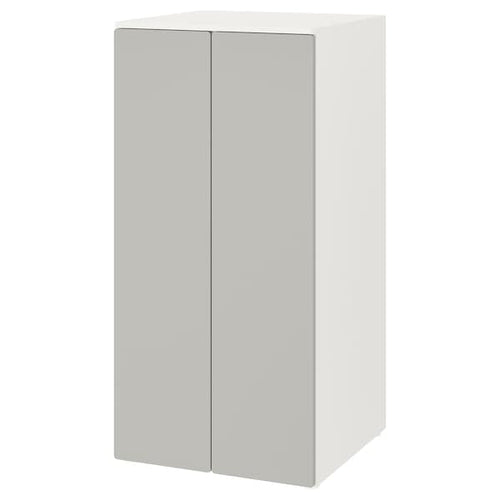 SMÅSTAD / PLATSA - Wardrobe, white grey/with 3 shelves, 60x57x123 cm