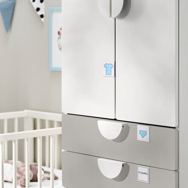 SMÅSTAD / PLATSA - Wardrobe, white grey/with 4 drawers, 60x42x181 cm - best price from Maltashopper.com 09426372