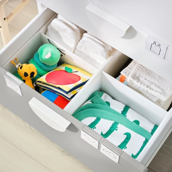 SMÅSTAD / PLATSA - Wardrobe, white grey/with 4 drawers, 60x57x181 cm - Premium Armoires & Wardrobes from Ikea - Just €285.99! Shop now at Maltashopper.com