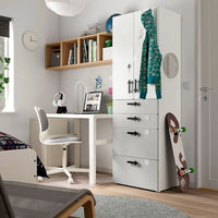 SMÅSTAD / PLATSA - Wardrobe, white grey/with 4 drawers, 60x42x181 cm - best price from Maltashopper.com 09426372