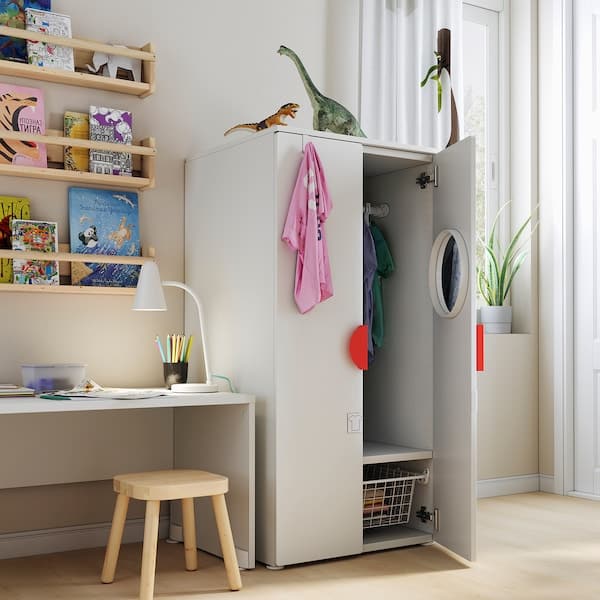 SMÅSTAD / PLATSA - Wardrobe, white/grey, 60x57x123 cm - best price from Maltashopper.com 59430140