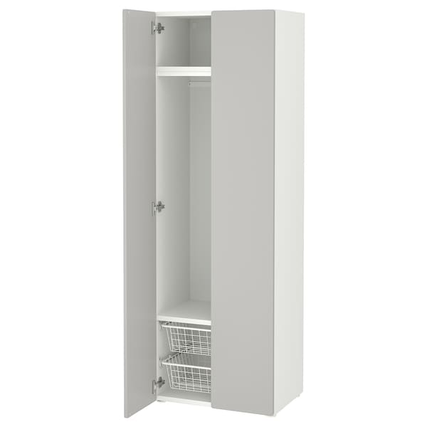 SMÅSTAD / PLATSA - Wardrobe, white/grey, 60x42x181 cm