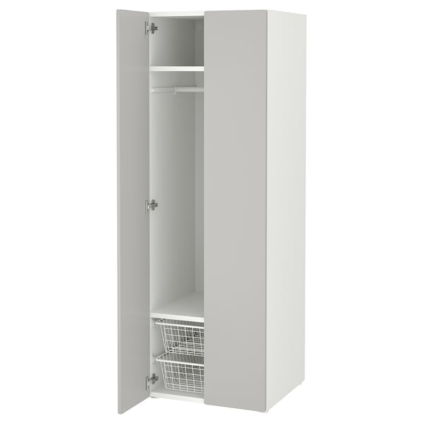 SMÅSTAD / PLATSA - Wardrobe, white/grey, 60x57x181 cm