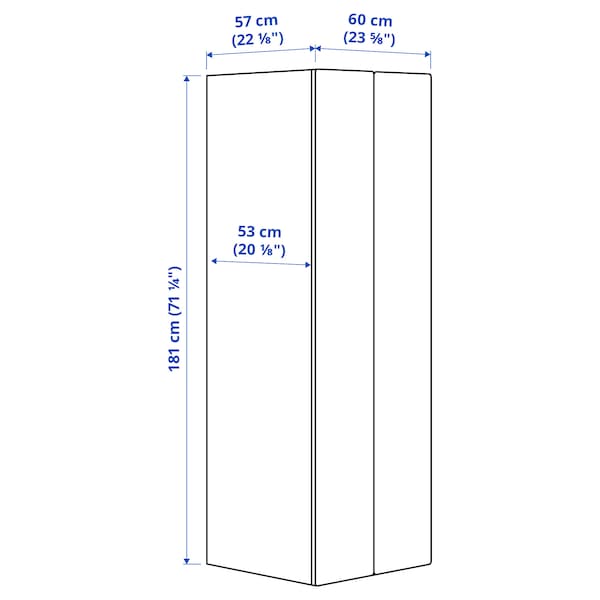 Ikea SMÅSTAD / PLATSA - Wardrobe, white/grey, 60x57x181 cm