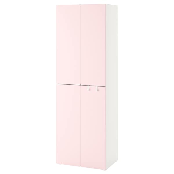 SMÅSTAD / PLATSA - Wardrobe, white pale pink/with 2 clothes rails, 60x57x181 cm - best price from Maltashopper.com 59430456