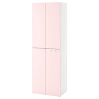 SMÅSTAD / PLATSA - Wardrobe, white pale pink/with 2 clothes rails, 60x57x181 cm - best price from Maltashopper.com 59430456