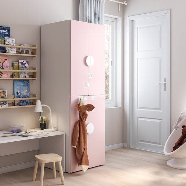 Ikea SMÅSTAD / PLATSA - Wardrobe, white pale pink/with 2 clothes rails, 60x57x181 cm