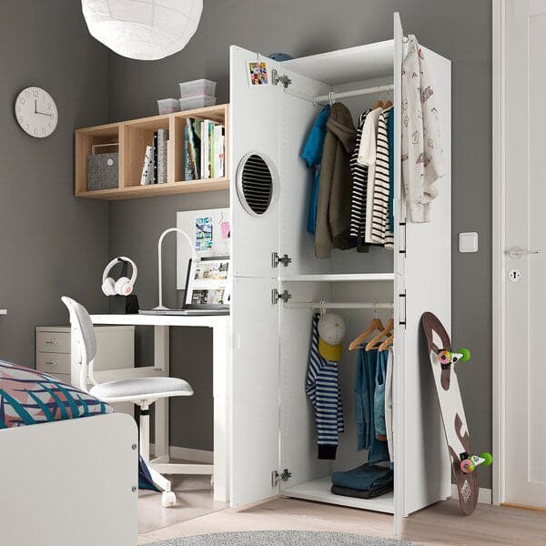 Ikea SMÅSTAD / PLATSA - Wardrobe, white pale pink/with 2 clothes rails, 60x42x181 cm