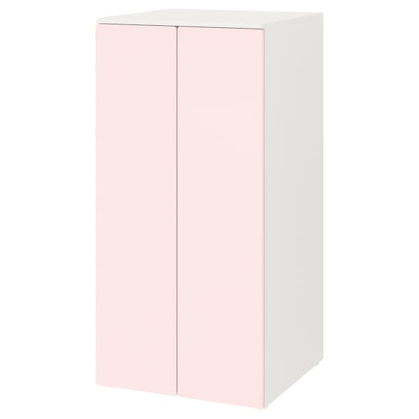 SMÅSTAD / PLATSA - Wardrobe, white pale pink/with 3 shelves, 60x57x123 cm - best price from Maltashopper.com 79483321