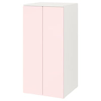 SMÅSTAD / PLATSA - Wardrobe, white pale pink/with 3 shelves, 60x57x123 cm - best price from Maltashopper.com 79483321