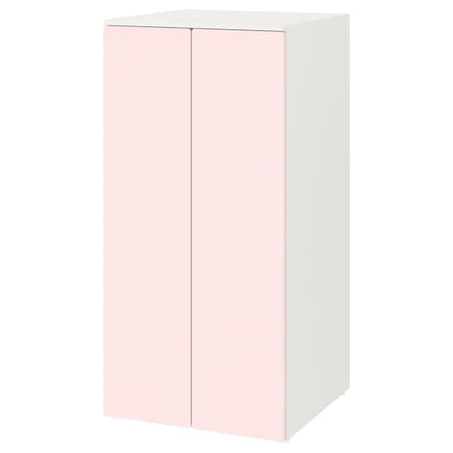 SMÅSTAD / PLATSA - Wardrobe, white pale pink/with 3 shelves, 60x57x123 cm