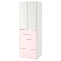 SMÅSTAD / PLATSA - Wardrobe, white pale pink/with 4 drawers, 60x57x181 cm - best price from Maltashopper.com 19430905