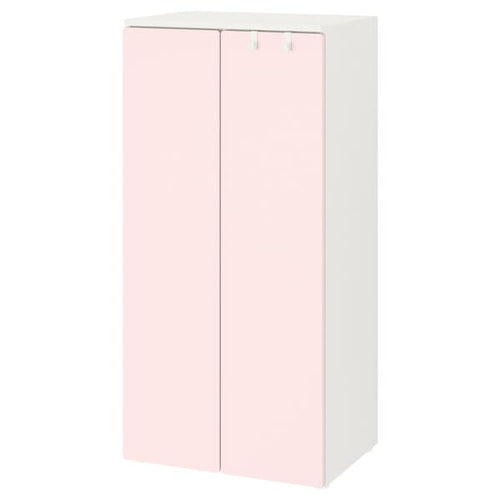 SMÅSTAD / PLATSA - Wardrobe, white/pale pink, 60x42x123 cm