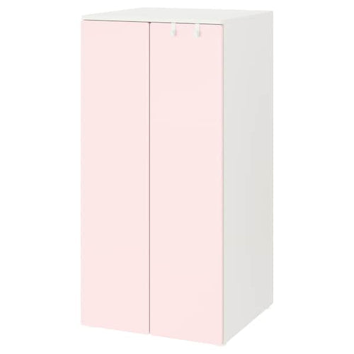 SMÅSTAD / PLATSA - Wardrobe, white/pale pink, 60x57x123 cm