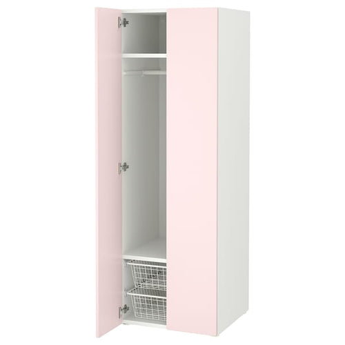SMÅSTAD / PLATSA - Wardrobe, white/pale pink,60x57x181 cm