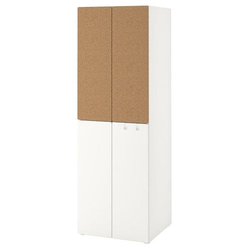 SMÅSTAD / PLATSA - Wardrobe, white cork/with 2 clothes rails, 60x57x181 cm