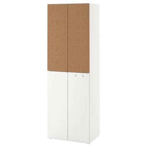 SMÅSTAD / PLATSA - Wardrobe, white cork/with 2 clothes rails, 60x42x181 cm
