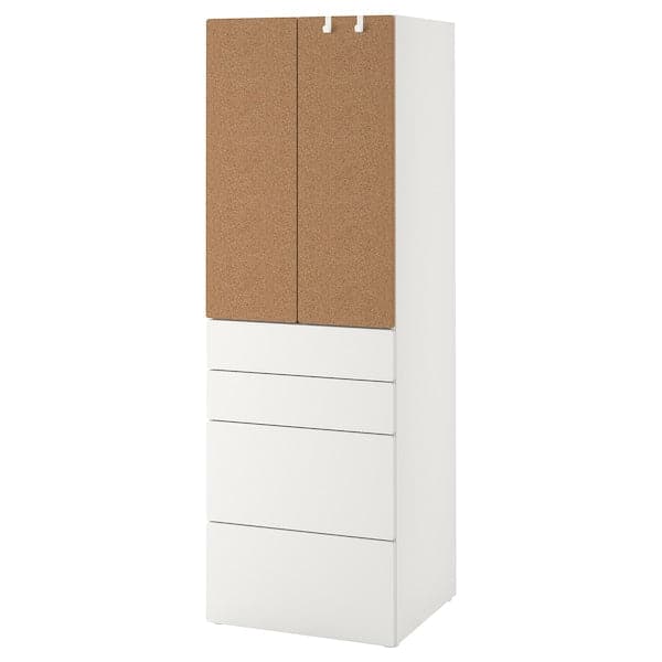 SMÅSTAD / PLATSA - Wardrobe, white cork/with 4 drawers, 60x42x181 cm - best price from Maltashopper.com 79426383