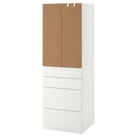SMÅSTAD / PLATSA - Wardrobe, white cork/with 4 drawers, 60x57x181 cm - best price from Maltashopper.com 09430883