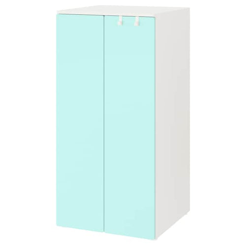 SMÅSTAD / PLATSA - Wardrobe, white/pale turquoise, 60x57x123 cm