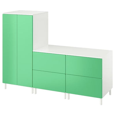 SMÅSTAD / PLATSA - Wardrobe, white green/with 2 chest of drawers, 180x57x133 cm - best price from Maltashopper.com 89485027