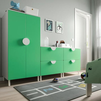 SMÅSTAD / PLATSA - Wardrobe, white green/with 2 chest of drawers, 180x57x133 cm - best price from Maltashopper.com 89485027
