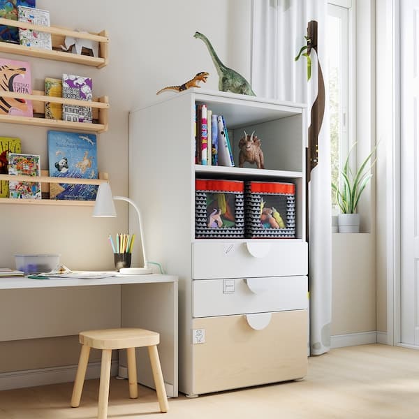 Ikea SMÅSTAD / PLATSA - Bookcase, white birch/with 3 drawers, 60x57x123 cm
