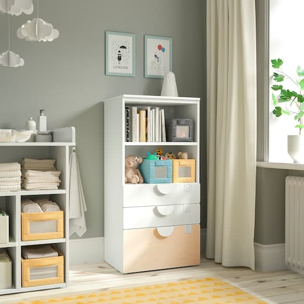 Ikea SMÅSTAD / PLATSA - Bookcase, white birch/with 3 drawers, 60x42x123 cm