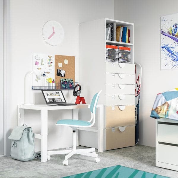 Ikea SMÅSTAD / PLATSA - Bookcase, white birch/with 6 drawers, 60x57x181 cm