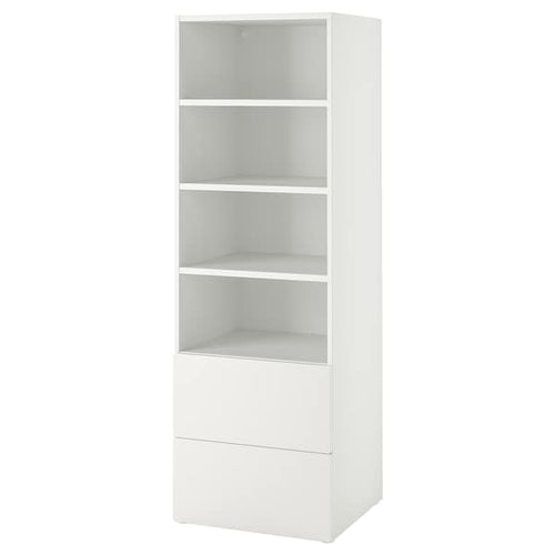 SMÅSTAD / PLATSA - Bookcase, white white/with 2 drawers, 60x57x181 cm