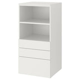 SMÅSTAD / PLATSA bookcase, white white/with 3 drawers, 60x57x123 cm
