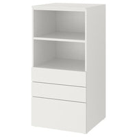 SMÅSTAD / PLATSA bookcase, white white/with 3 drawers, 60x57x123 cm