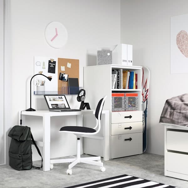 Ikea SMÅSTAD / PLATSA - Bookcase, white white/with 3 drawers, 60x57x123 cm